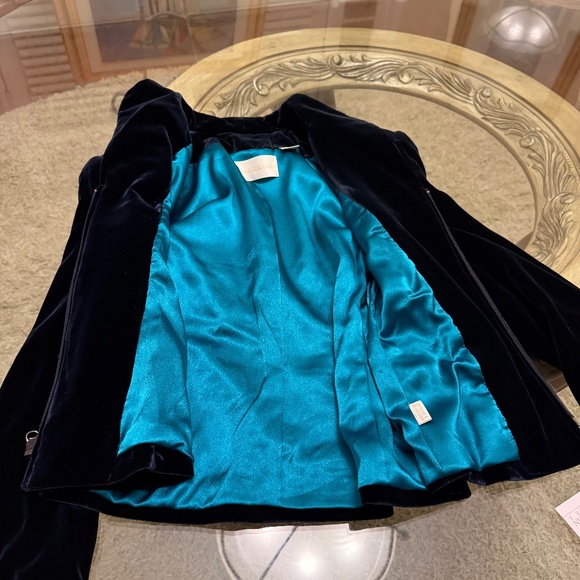 Dana Buchman Women Silk Blend Velvet Blazer Sz 6 Blue Full Zip Long Sleeve NWT - Picture 6 of 12